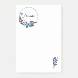 Flower Bird Personalised Post-it Notes