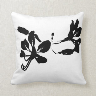 Flower, black and white cushion