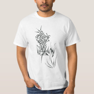 Flower Black White Abstract Tribal Tattoo Art T-Shirt
