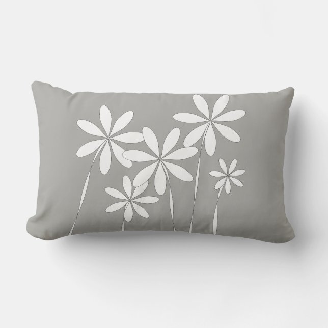 Flower Bliss on Grey Lumbar Cushion (Front)