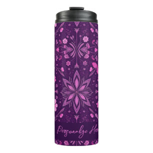 Flower Bloom Fairycore Pattern-Pink and Purple Thermal Tumbler