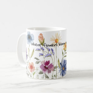 Flower bloom watercolor gifts coffee lover mug