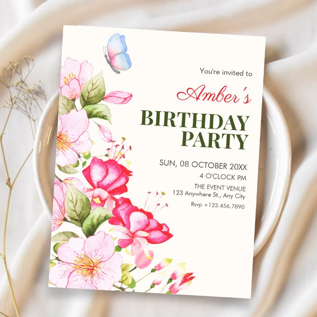 Flower blooms birthday  invitation (Creator Uploaded)