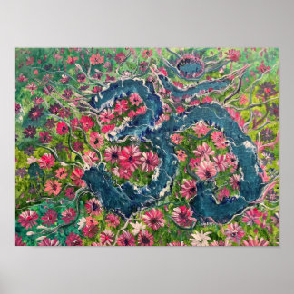 Flower Blossom - Om Canvas Painting Poster
