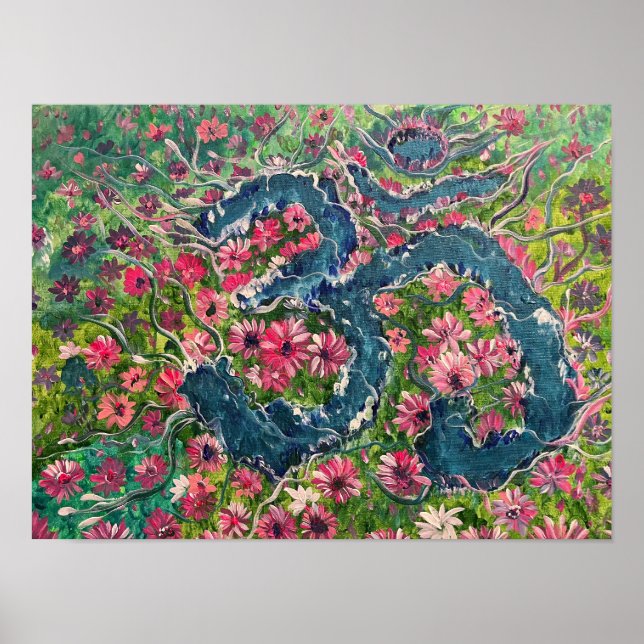 Flower Blossom - Om Canvas Painting Poster (Front)