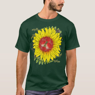 Flower Blossom Red Berry Gardener Strawberry Sunfl T-Shirt