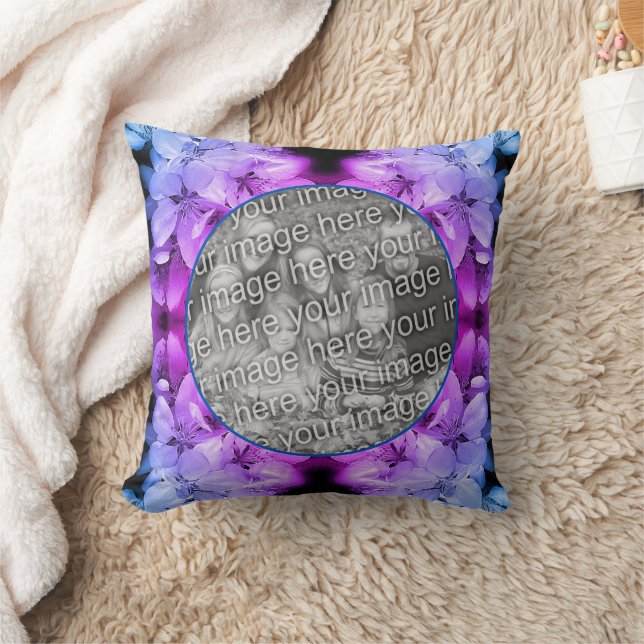 Flower Blossoms Abstract Tinted Add Your Photo Cushion (Blanket)