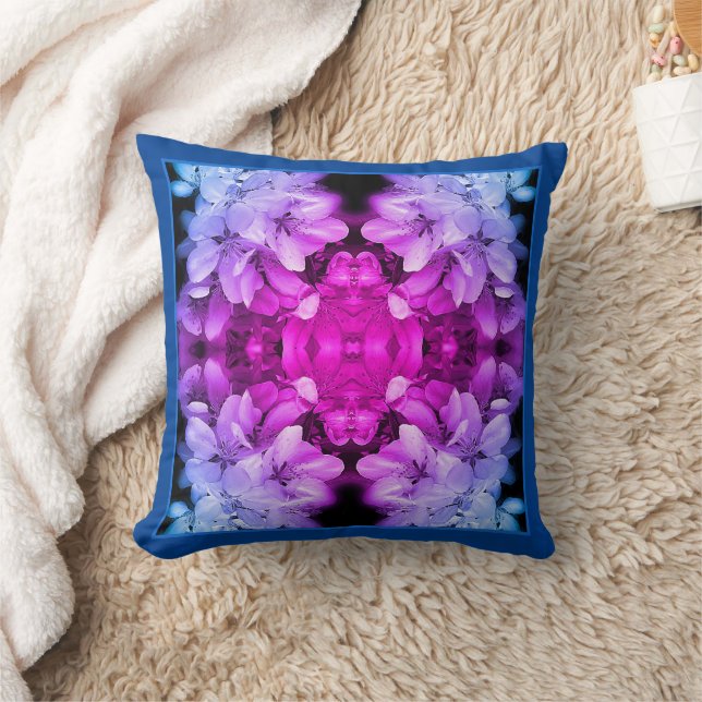 Flower Blossoms Black And White Abstract Tinted  Cushion (Blanket)