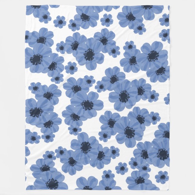 Flower Blue 60x80 Fleece Blanket (Front)