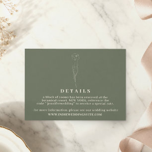 Flower Boho sage green wedding Details custom Invitation