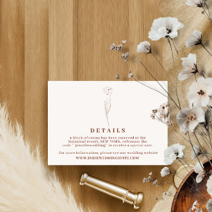 Flower Boho Terracotta wedding Details botanical Invitation