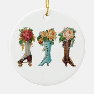 Flower Boots Ceramic Ornament