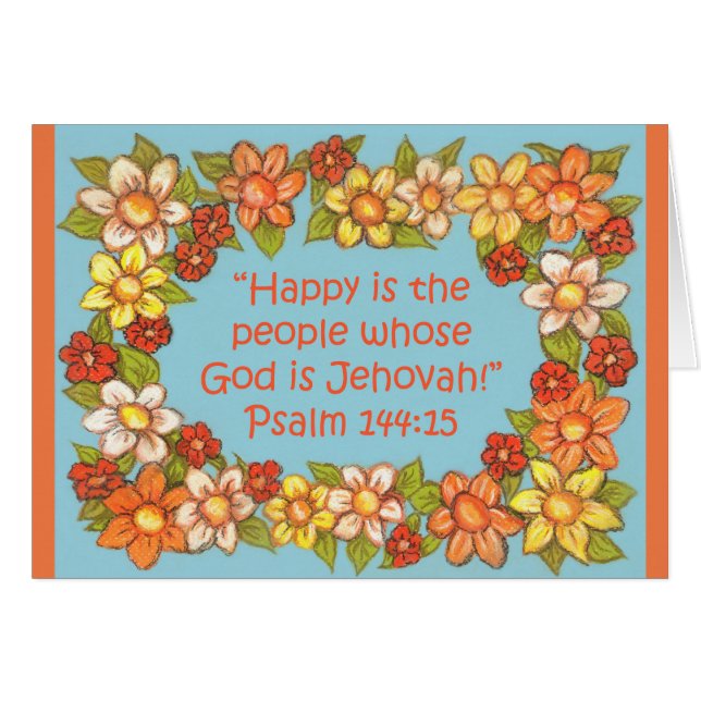 Flower Border~Happy People-God Jehovah~Scripture (Front Horizontal)
