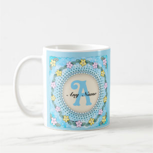 Flower Border Monogram mug