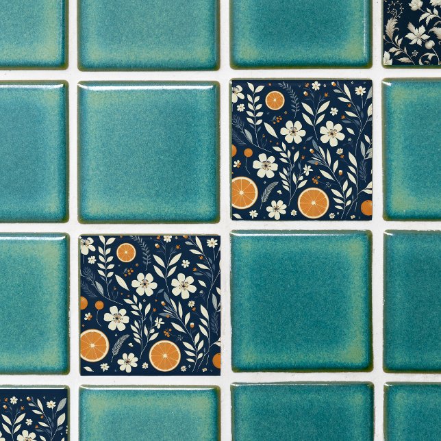 flower botanical blue ceramic tile (Creator Uploaded)