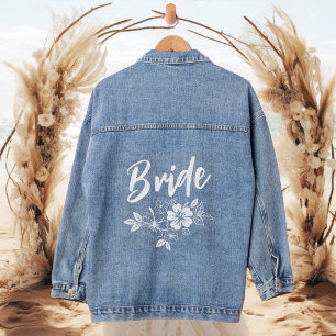 Flower Botanical Bride Bridal Gift Denim Jacket