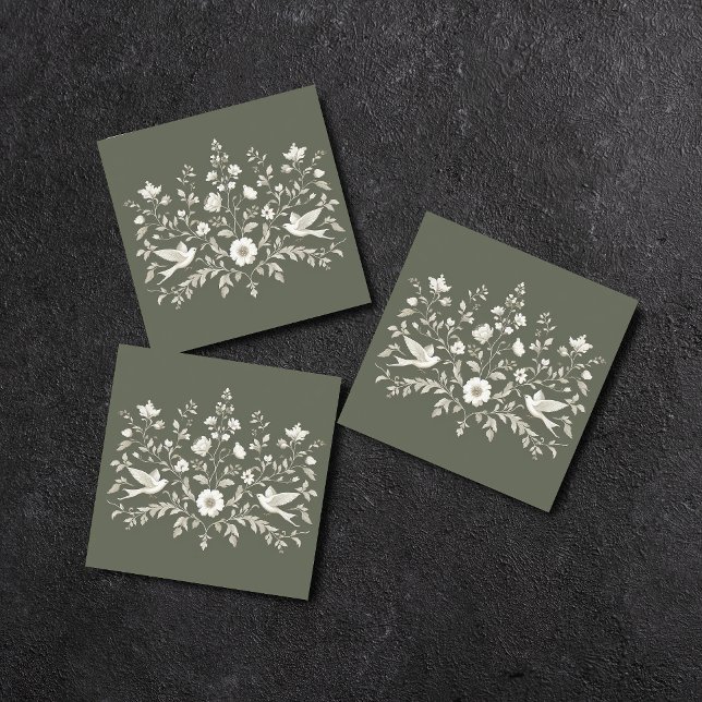 flower botanical green ceramic tile (Creator Uploaded)