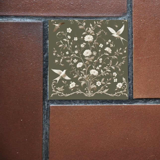flower botanical green ceramic tile (Creator Uploaded)