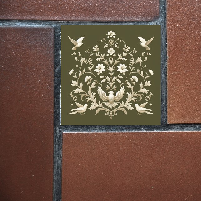 flower botanical green ceramic tile (Creator Uploaded)