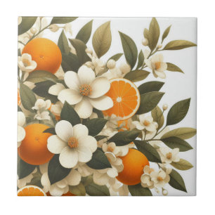 flower botanical oranges ceramic tile