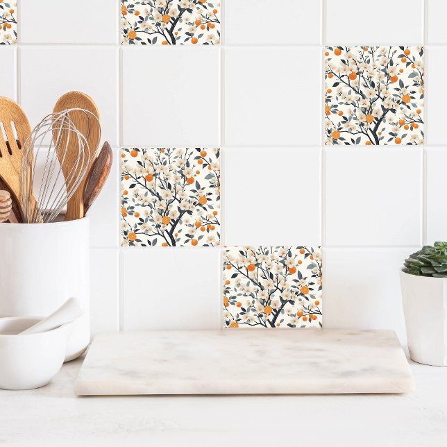 flower botanical oranges ceramic tile (Creator Uploaded)