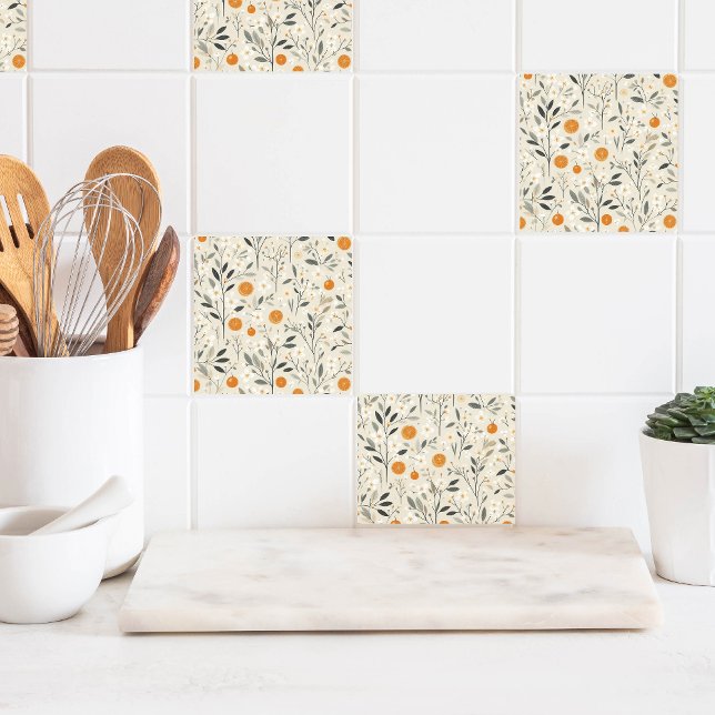 flower botanical oranges ceramic tile (Creator Uploaded)