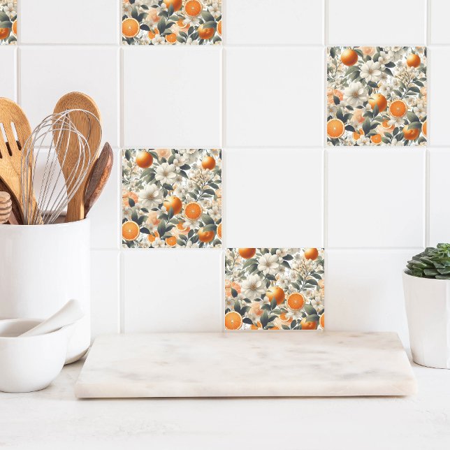 flower botanical oranges ceramic tile (Creator Uploaded)