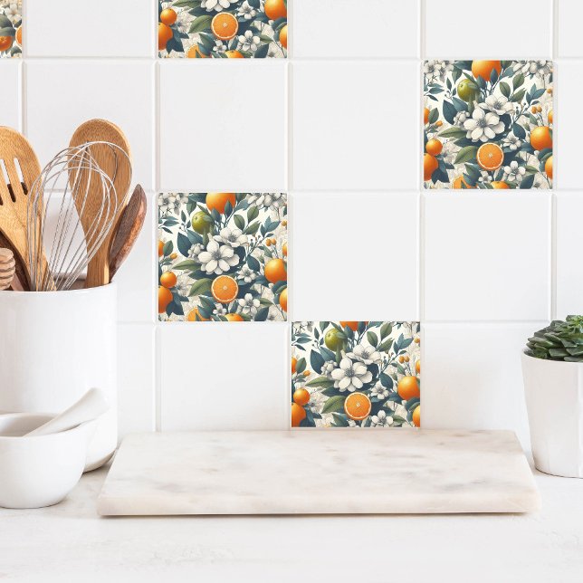 flower botanical oranges ceramic tile (Creator Uploaded)