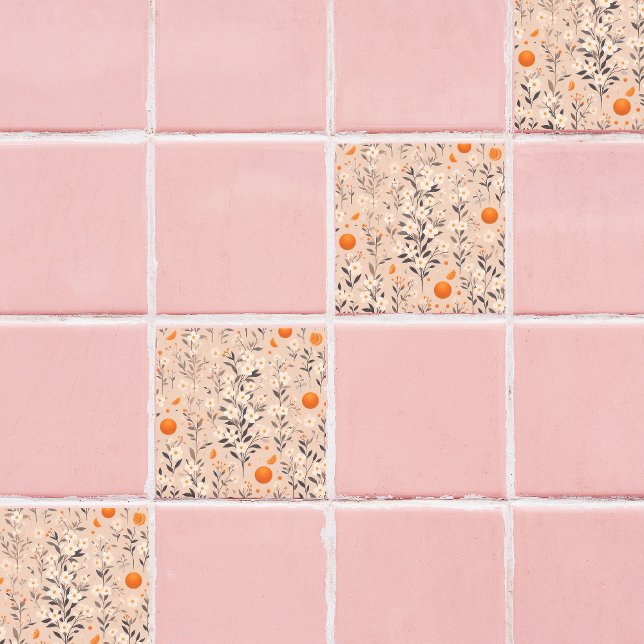 flower botanical oranges ceramic tile (Creator Uploaded)