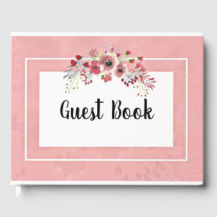 Flower Bough Frame Vintage Pink Guest Book