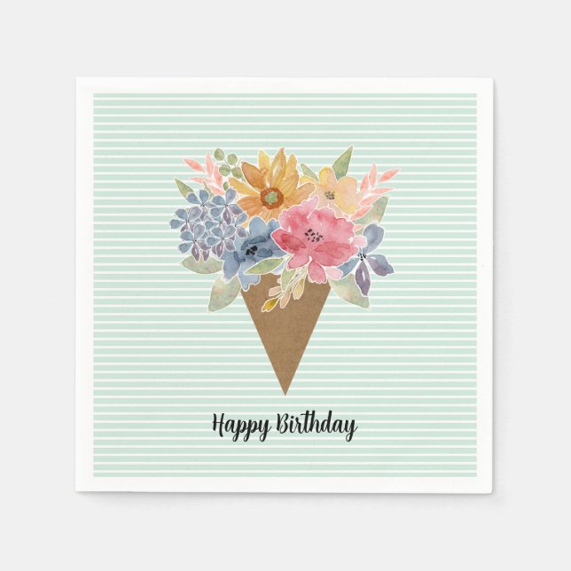 Flower Bouquet Birthday Napkin (Front)