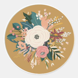 Flower Bouquet Classic Round Sticker