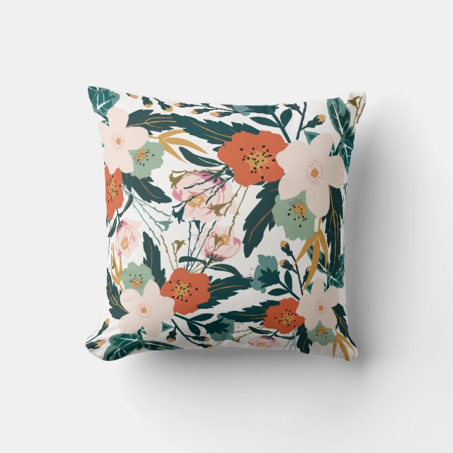 Flower Bouquet Computer Art Decor-Soft White Cushion (Front)