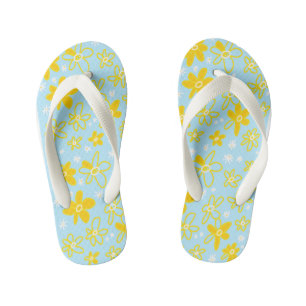 Flower Bouquet Daisy Meadow Sky Yellow White Kid's Thongs
