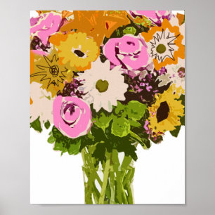 Flower Bouquet in Vase Painting Art Poster
