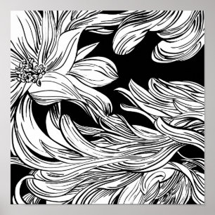 Flower Bouquet Nature Floral Ink Colouring Page  Poster