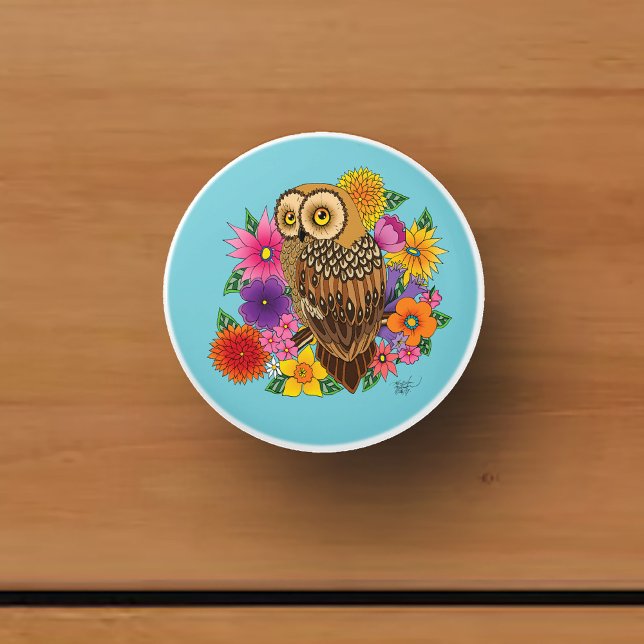 Flower Bouquet Owl Ceramic Knob (Creator Uploaded)