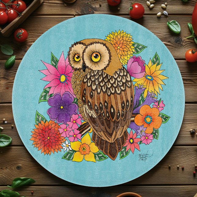 Flower Bouquet Owl Cutting Board (Creator Uploaded)
