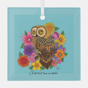 Flower Bouquet Owl Glass Tree Decoration