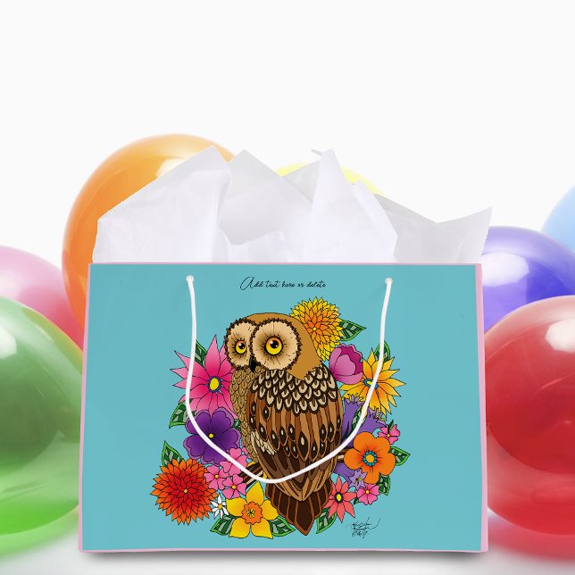 Flower Bouquet Owl Large Gift Bag (Creator Uploaded)