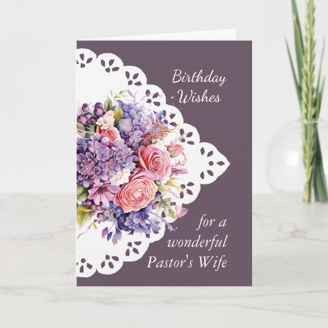  Flower Bouquet Pastor's Wife Birthday Card (Front)