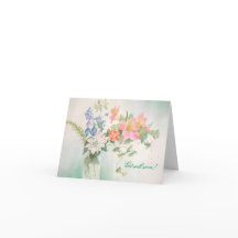 Flower Bouquet Personalised Greeting Card