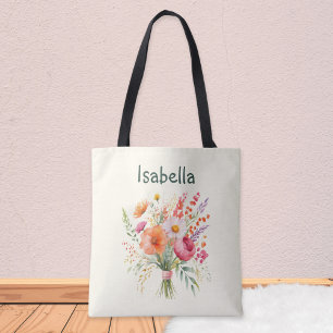 Flower Bouquet Pretty Floral ChicPersonalized Tote Bag