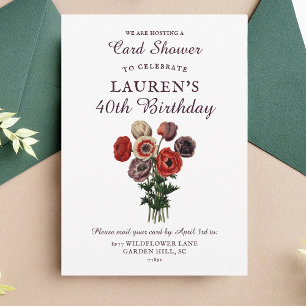 Flower Bouquet Shower by Mail 40th Birthday Invitation