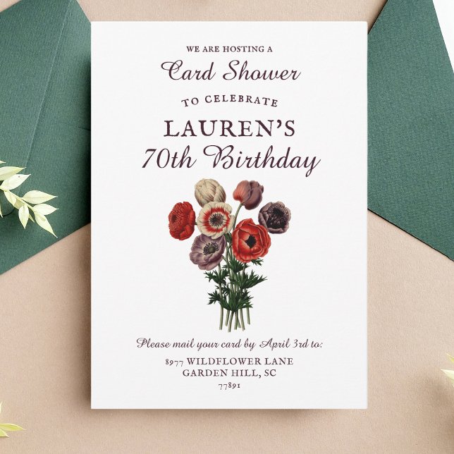 Flower Bouquet Shower by Mail 70th Birthday Invitation (Creator Uploaded)