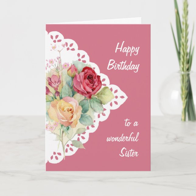  Flower Bouquet Sister Birthday Card (Front)