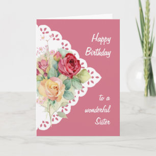 Flower Bouquet Sister Birthday Card