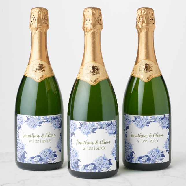 Flower Bouquet Thank You Design | Elegant Sparkling Wine Label (Bottles)