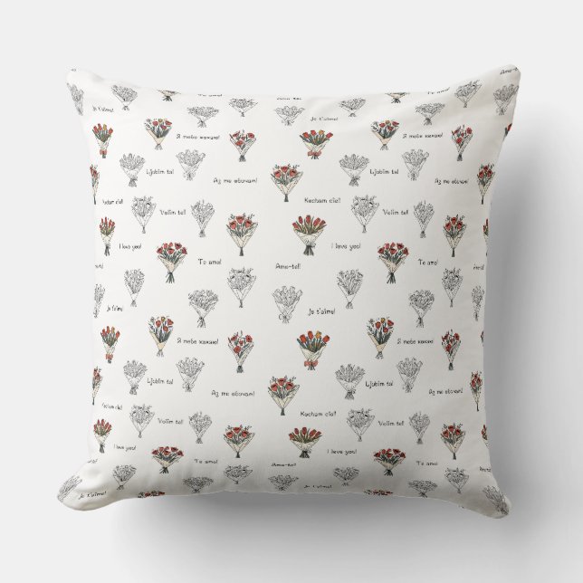 Flower Bouquet Throw Pillow: Perfect for Any Room Cushion (Front)
