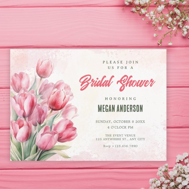 Flower bouquet tulips bridal shower invitation (Creator Uploaded)